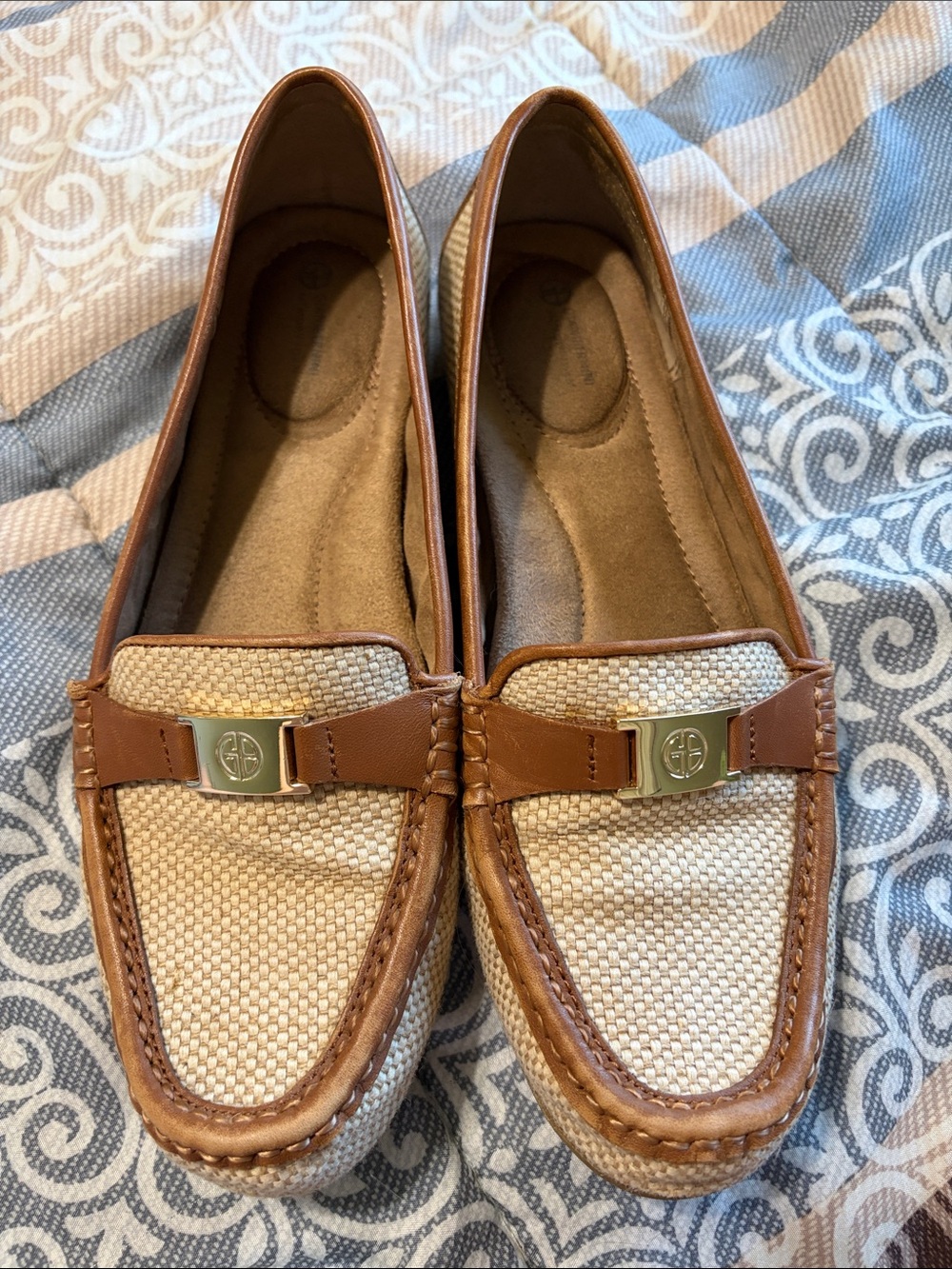 Giani Bernini Womens Dailyn Memory Foam Loafers Size 8.5 Woven Brown Tan - Picture 3 of 9